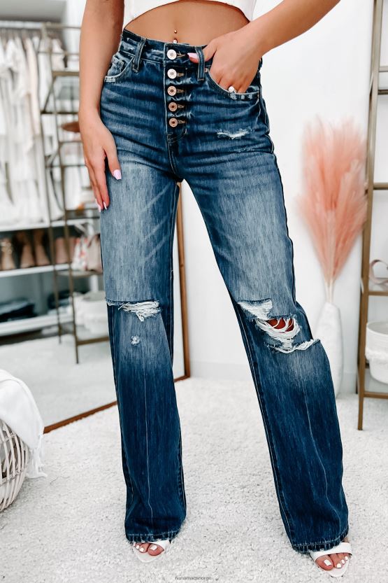 medium NanaMacs renton high rise button fly 90-talls distressed kancan flare jeans 402NJ03513