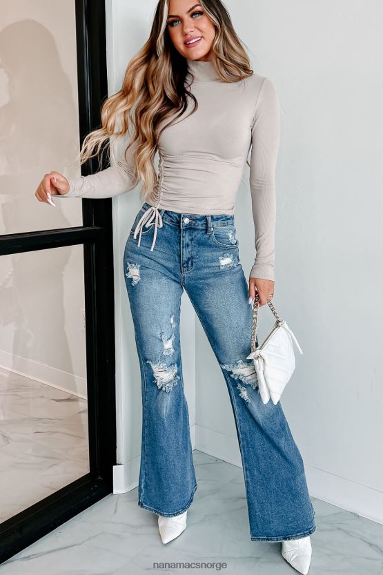 medium NanaMacs sparker det tilbake 90-talls flare distressed jeans 402NJ03441