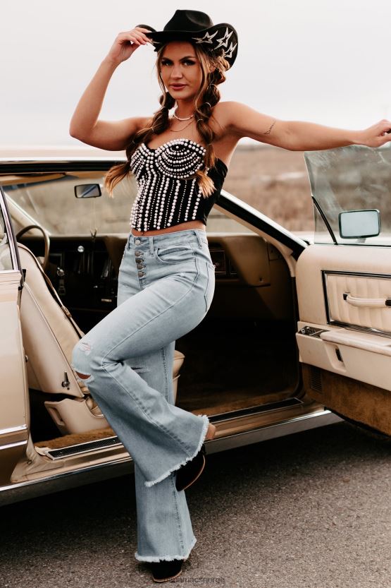 medium denim NanaMacs logan høyhøyde jeans med knapper og fluer 402NJ03389