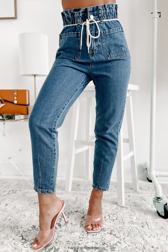 medium denim NanaMacs midtown møte ups straight leg paperbag jeans 402NJ03395