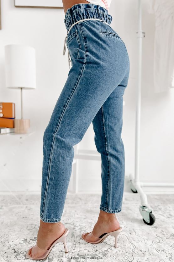 medium denim NanaMacs midtown møte ups straight leg paperbag jeans 402NJ03395