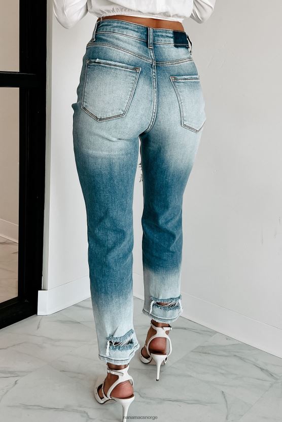 medium/lett NanaMacs total appell høy stige distressed risen ombre straight leg jeans 402NJ03447