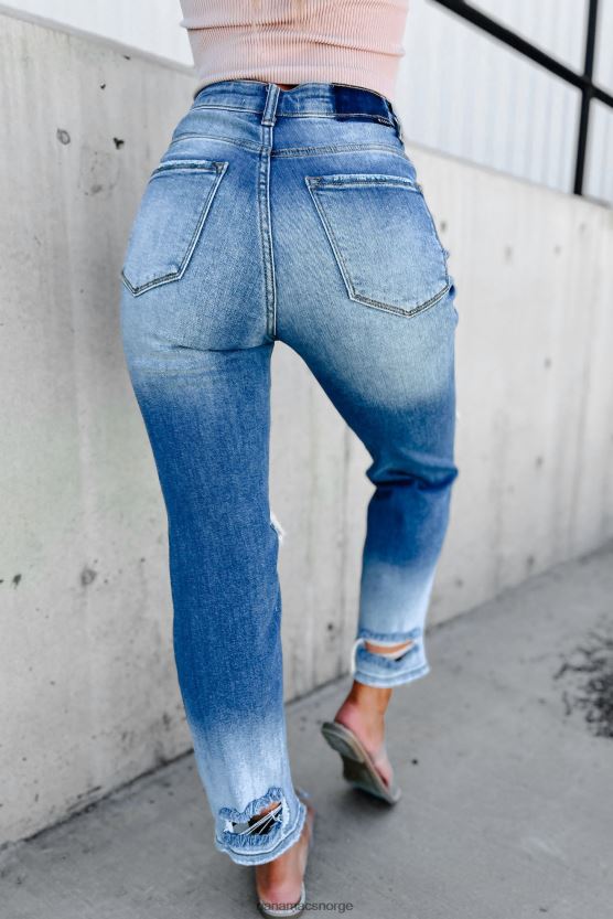 medium/lett NanaMacs total appell høy stige distressed risen ombre straight leg jeans 402NJ03447