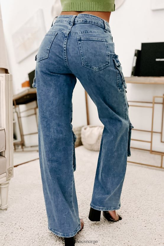 middels blå vask NanaMacs reality check cargo-jeans med rett ben 402NJ03140