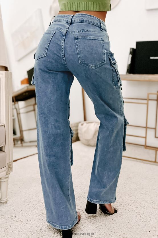 middels blå vask NanaMacs reality check cargo-jeans med rett ben 402NJ03140