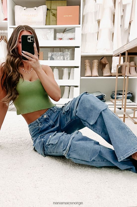 middels blå vask NanaMacs reality check cargo-jeans med rett ben 402NJ03140