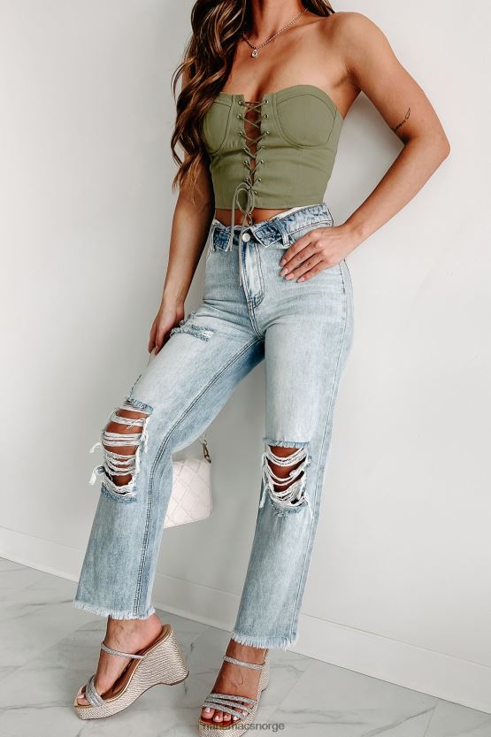 middels lett NanaMacs på lowdown flip midje distressed straight leg jeans 402NJ03394