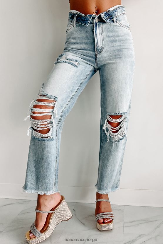 middels lett NanaMacs på lowdown flip midje distressed straight leg jeans 402NJ03394
