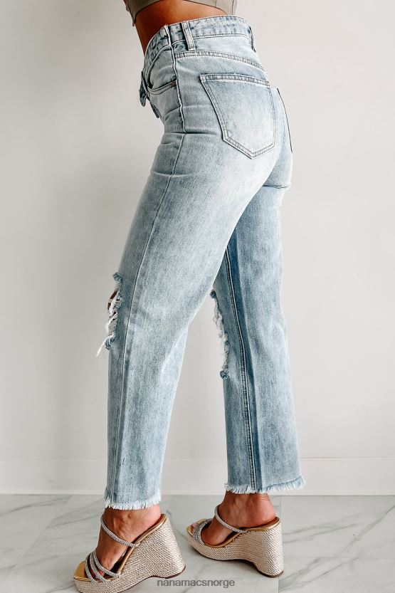 middels lett NanaMacs på lowdown flip midje distressed straight leg jeans 402NJ03394