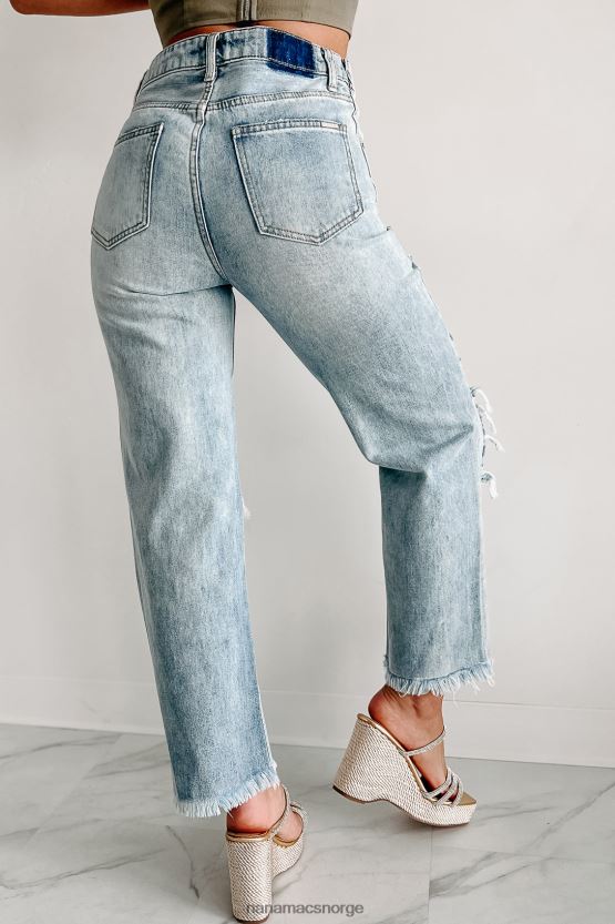 middels lett NanaMacs på lowdown flip midje distressed straight leg jeans 402NJ03394