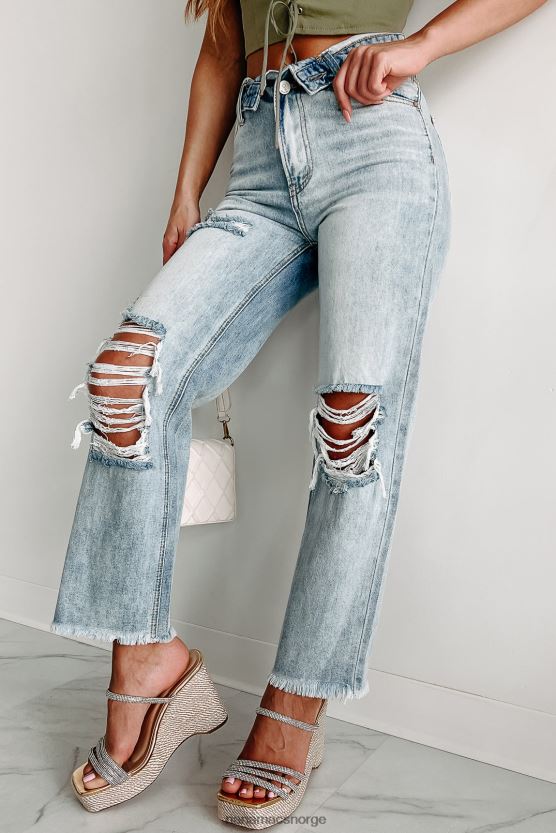 middels lett NanaMacs på lowdown flip midje distressed straight leg jeans 402NJ03394