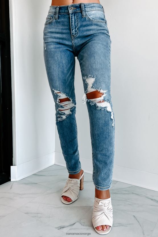 middels lys NanaMacs ropte sniktitt mellomhøye distressed tomboy jeans 402NJ03502