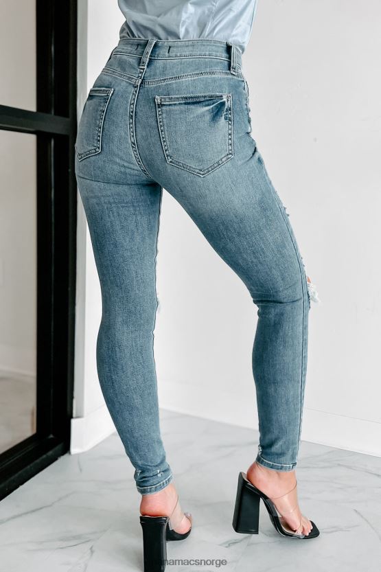 middels lys NanaMacs tonya high rise button-fly distressed eunina skinny jeans 402NJ03411