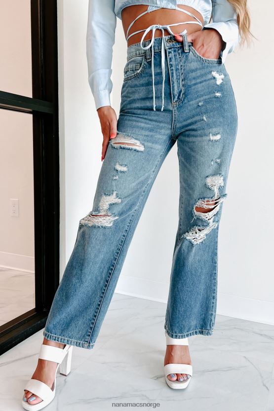 middels lys NanaMacs yana high rise distressed jeans med brede ben 402NJ03481