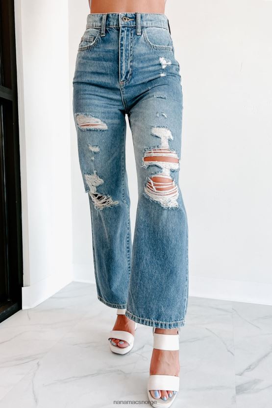 middels lys NanaMacs yana high rise distressed jeans med brede ben 402NJ03481