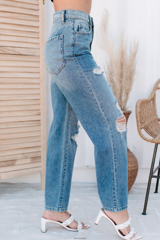 middels lys NanaMacs yana high rise distressed jeans med brede ben 402NJ03481
