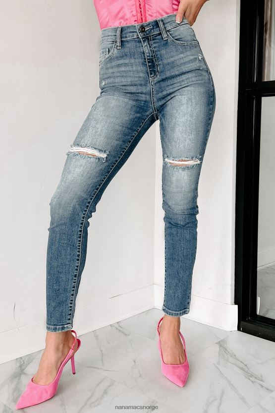 middels mørk NanaMacs halston high rise distressed sneak peek skinny jeans 402NJ03377
