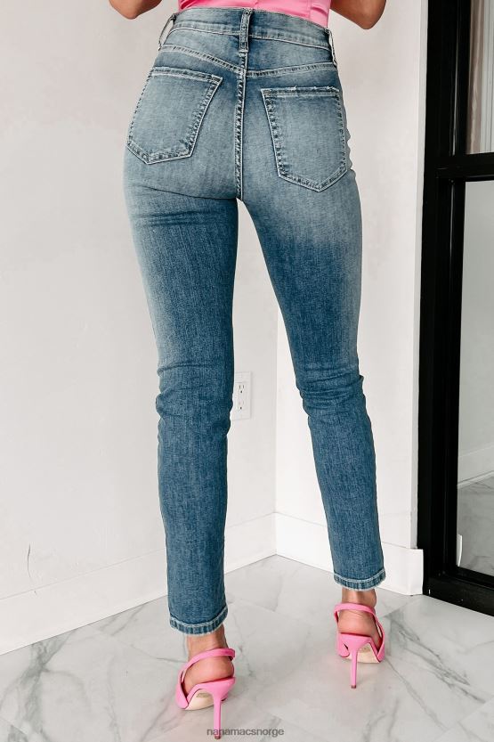 middels mørk NanaMacs halston high rise distressed sneak peek skinny jeans 402NJ03377