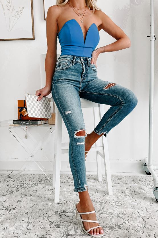 middels mørk denim NanaMacs carson høyhus distressed flying monkey skinny jeans 402NJ03386