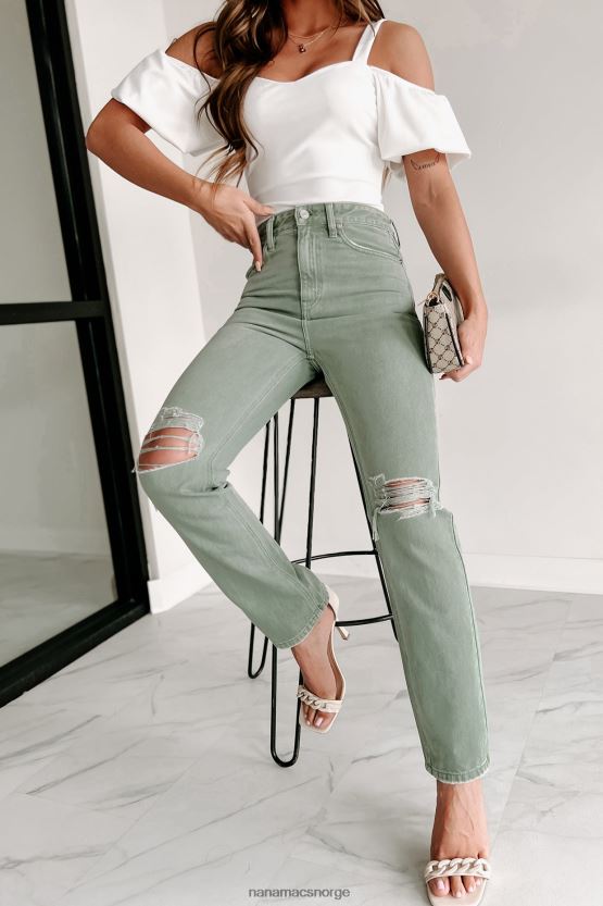oliven NanaMacs penelope høy stige distressed kancan jeans med rette ben 402NJ03387