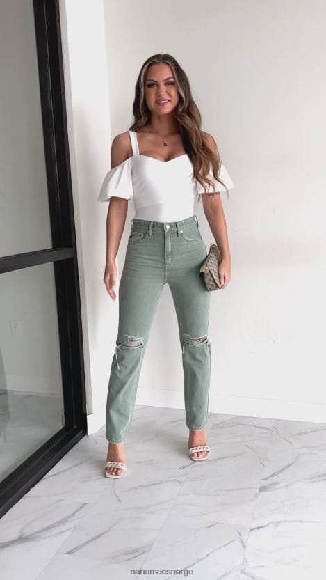 oliven NanaMacs penelope høy stige distressed kancan jeans med rette ben 402NJ03387