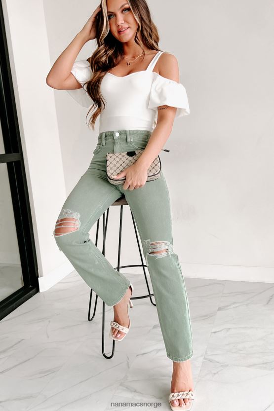 oliven NanaMacs penelope høy stige distressed kancan jeans med rette ben 402NJ03387