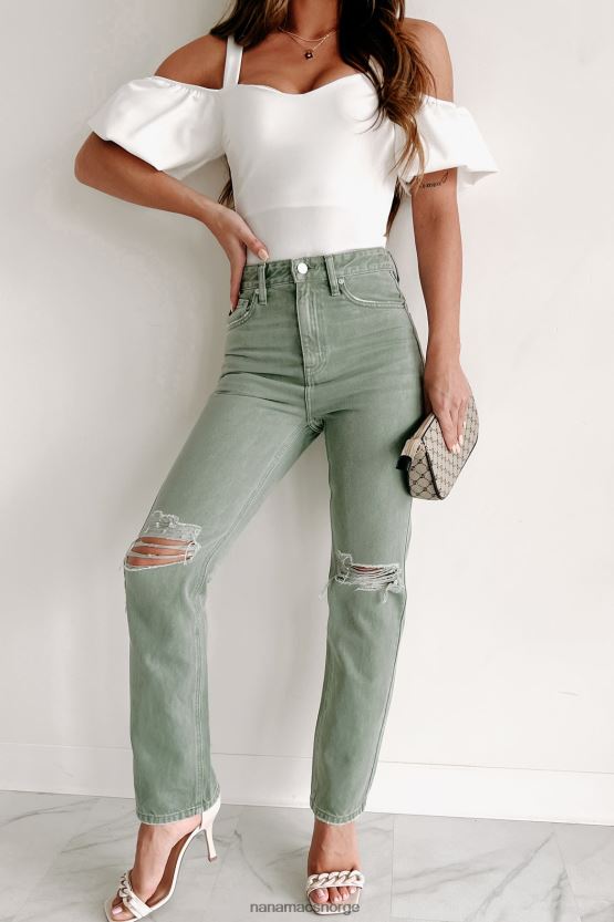 oliven NanaMacs penelope høy stige distressed kancan jeans med rette ben 402NJ03387