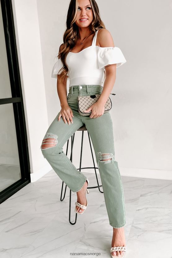 oliven NanaMacs penelope høy stige distressed kancan jeans med rette ben 402NJ03387