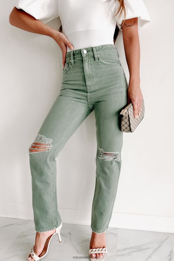 oliven NanaMacs penelope høy stige distressed kancan jeans med rette ben 402NJ03387
