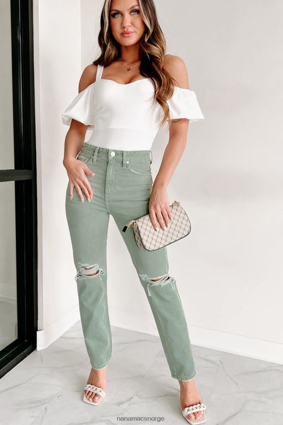 oliven NanaMacs penelope høy stige distressed kancan jeans med rette ben 402NJ03387