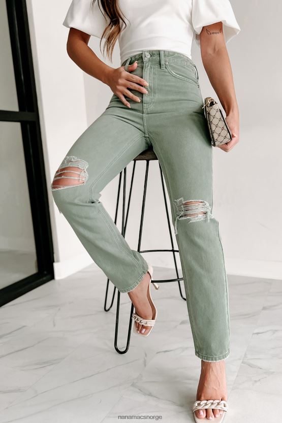 oliven NanaMacs penelope høy stige distressed kancan jeans med rette ben 402NJ03387