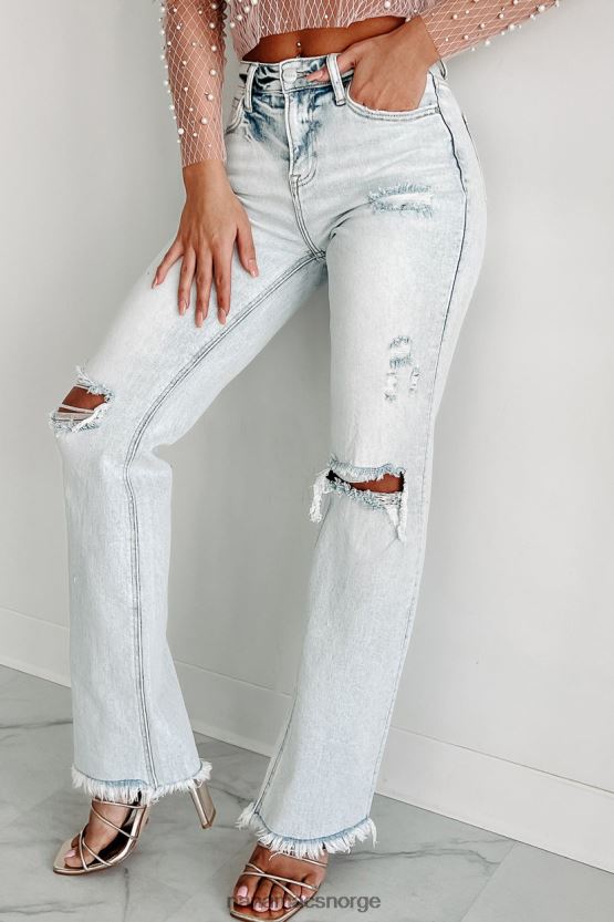 surt lys NanaMacs val høy stige distressed steget straight leg jeans 402NJ03112