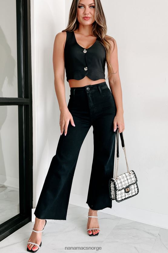 svart NanaMacs forblir ekte wide leg jeans 402NJ03375