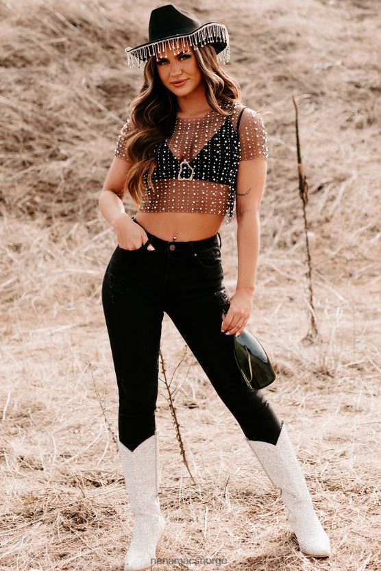 svart NanaMacs tobias mid-rise distressed slanke jeans 402NJ03493