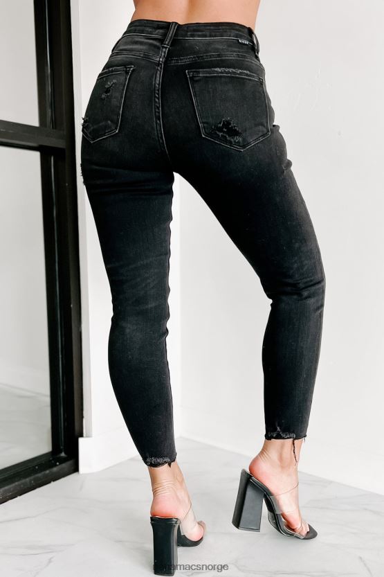 svart NanaMacs tobias mid-rise distressed slanke jeans 402NJ03493