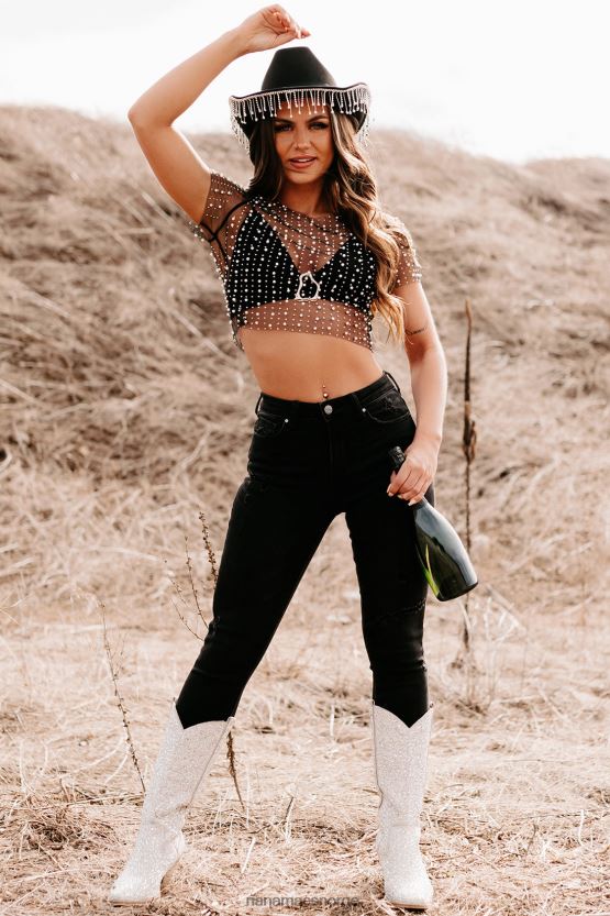 svart NanaMacs tobias mid-rise distressed slanke jeans 402NJ03493