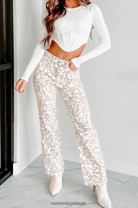 taupe NanaMacs tidene endrer seg abstrakt printede jeans 402NJ03082