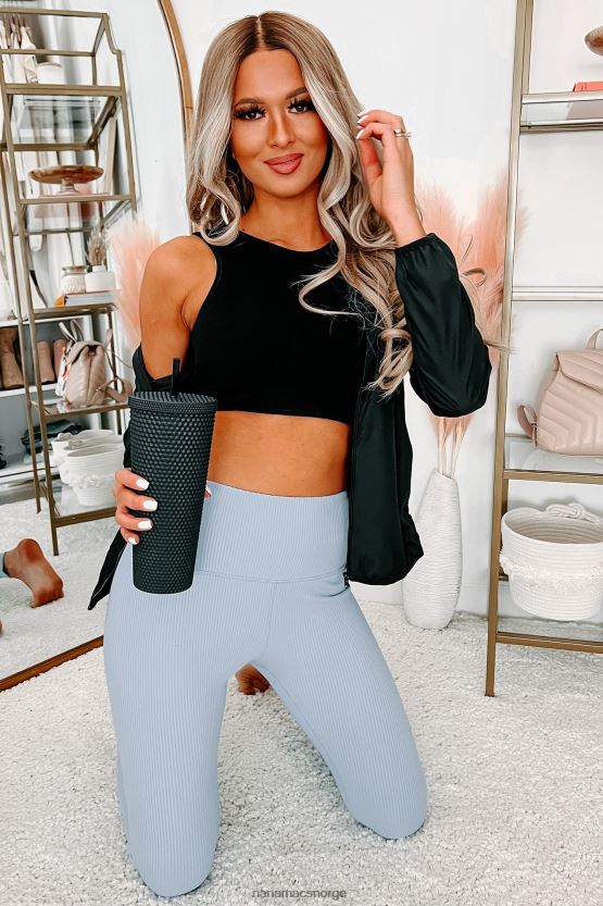 himmelblå NanaMacs å sette i arbeid ribbet leggings med høy midje 402NJ03363