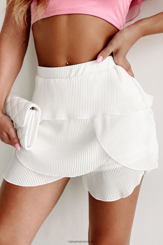 elfenbein NanaMacs trollbindende søte, lagdelte, kamskjellerte shorts 402NJ02733