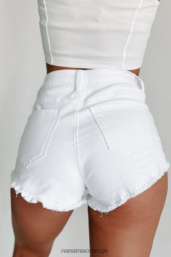 hvit NanaMacs en dag om gangen høyhøyde shorts med frynsete fald uten nød 402NJ02901