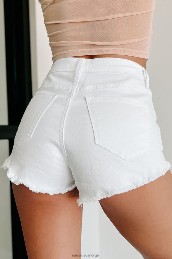 hvit NanaMacs en dag om gangen høyhøyde shorts med frynsete fald uten nød 402NJ02901