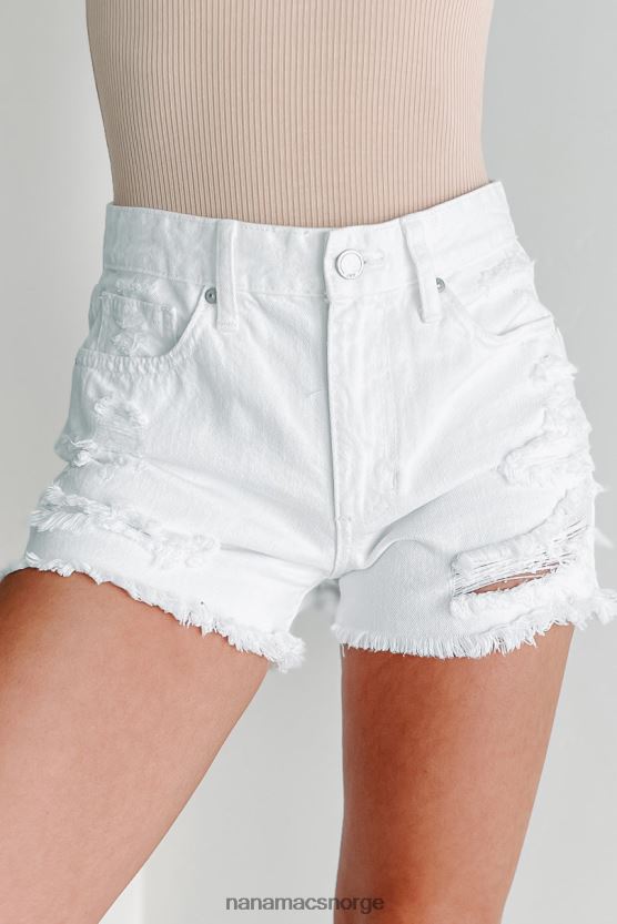 hvit NanaMacs mikey high rise distressed raw hem shorts 402NJ02873