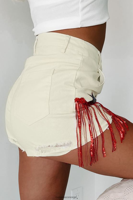 krem NanaMacs liten fyrverkeri paljett star patch frynset shorts 402NJ02731