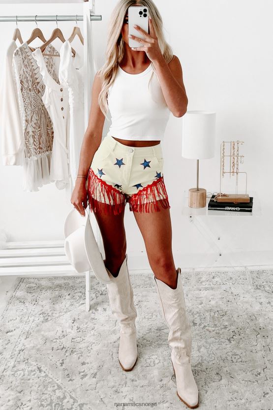 krem NanaMacs liten fyrverkeri paljett star patch frynset shorts 402NJ02731