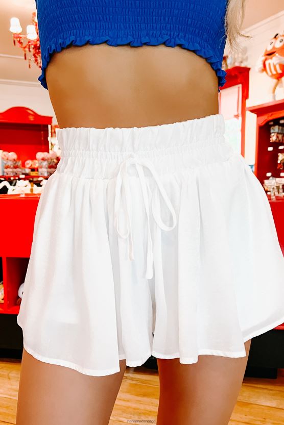 off white NanaMacs spredende glede sateng elastisk midje shorts 402NJ02958