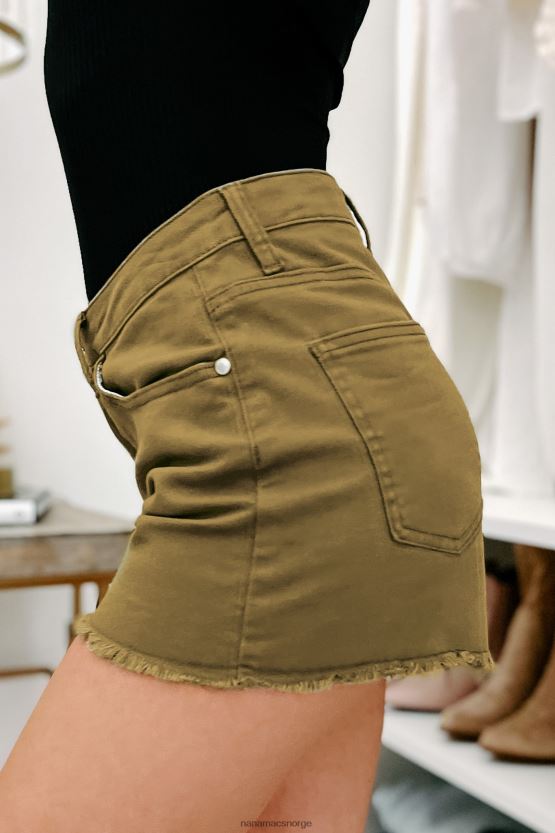oliven NanaMacs markedstreff-up høy rise rå hem shorts 402NJ02970