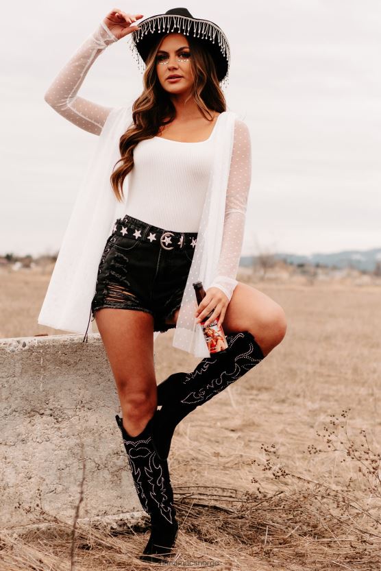 svart NanaMacs vis runner side snøre opp distressed shorts 402NJ02784