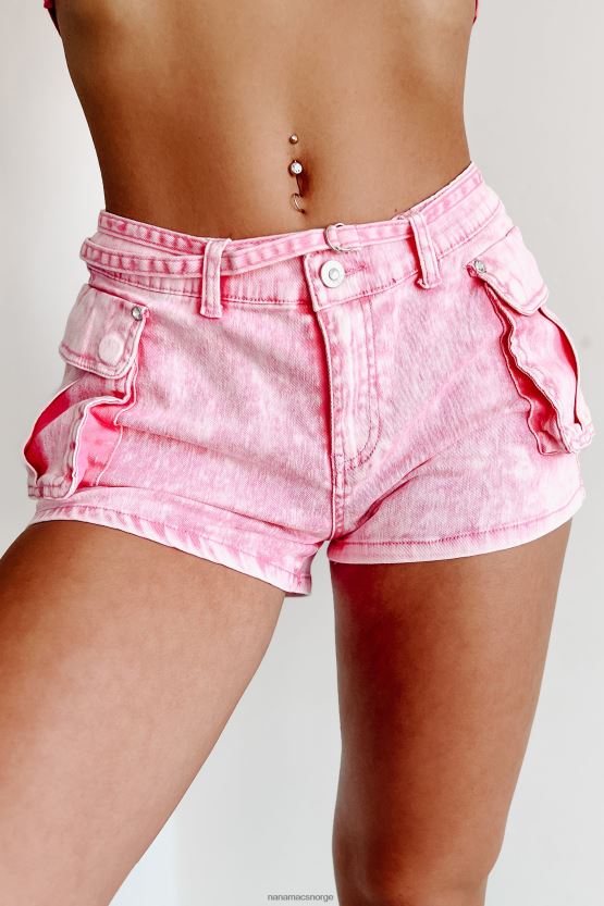 vasket rosa NanaMacs hold det enkelt mellomhøye cargo-shorts 402NJ02736