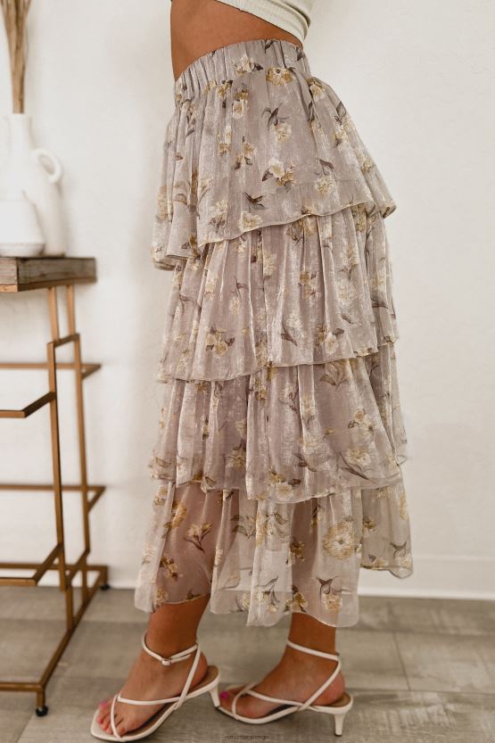 grå NanaMacs lite komme unna lagdelt floral midi-skjørt 402NJ03291