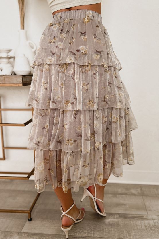 grå NanaMacs lite komme unna lagdelt floral midi-skjørt 402NJ03291